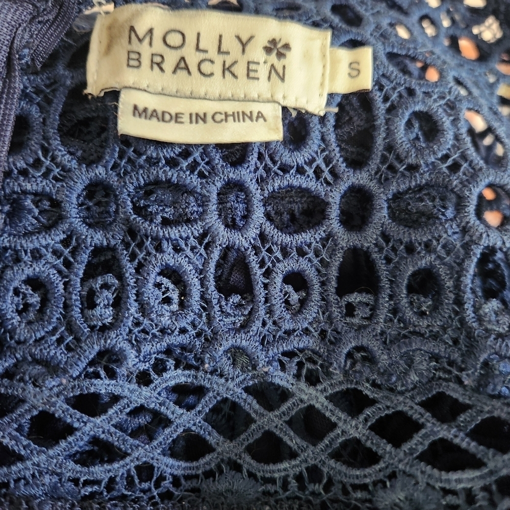 Molly Bracken Navy Macrame Elegance Dress Size Small - Picture 6 of 7